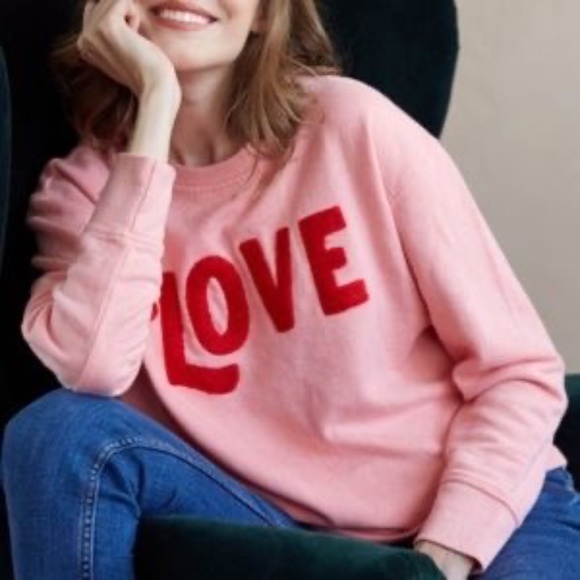 SHIRALEAH LOVE SWEATSHIRT PINK Size S - Picture 1 of 8